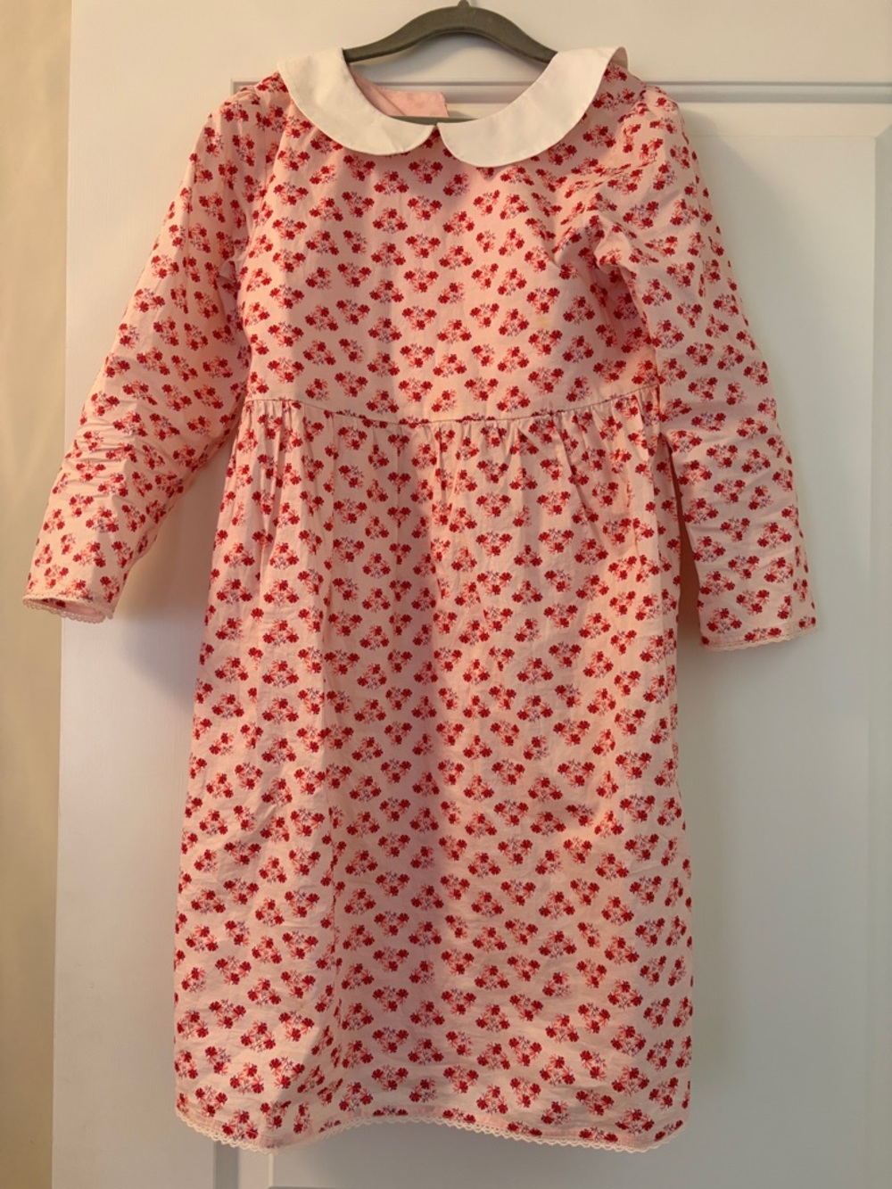 Hill House Tiny Lottie 9/10 Girls' Pink Floral Dress with White Peter Pan Collar